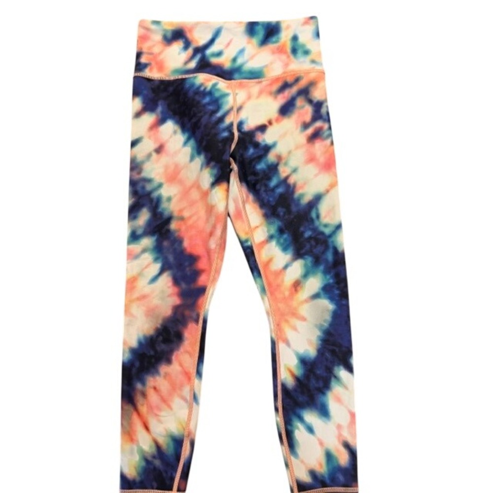 Athleta Elation Tie Dye 7/8 Tight Leggings Womens Small Blue Orange High Rise